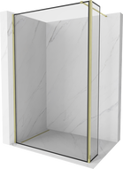 Mexen Kioto sprchový panel Walk-in 140 x 30 cm, čierny vzor, zlatý - 800-140-212-50-70-030