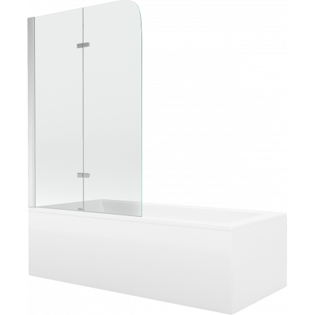 Mexen Cubik pravouhlá vaňa 150 x 70 cm s krytom a 2-krídlovým zástenou 80 cm, transparentná, chróm - 550315070X9008020100