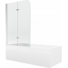 Mexen Cubik pravouhlá vaňa 150 x 70 cm s krytom a 2-krídlovým zástenou 80 cm, transparentná, chróm - 550315070X9008020100