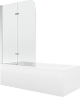 Mexen Cubik obdĺžniková vaňa 150 x 70 cm s obkladom a dvojkrídlovou zástenou 80 cm, transparentná, chróm - 550315070X9008020100