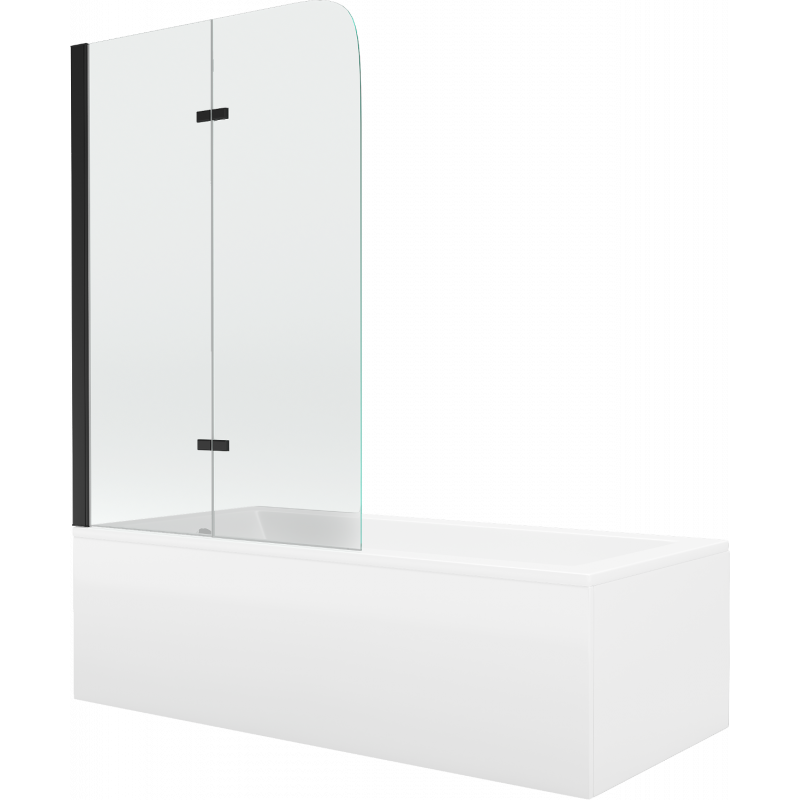 Mexen Cubik obdĺžniková vaňa 150 x 70 cm s obložením a dvojkrídlovým závesom 80 cm, transparentná, čierna - 550315070X900802700?