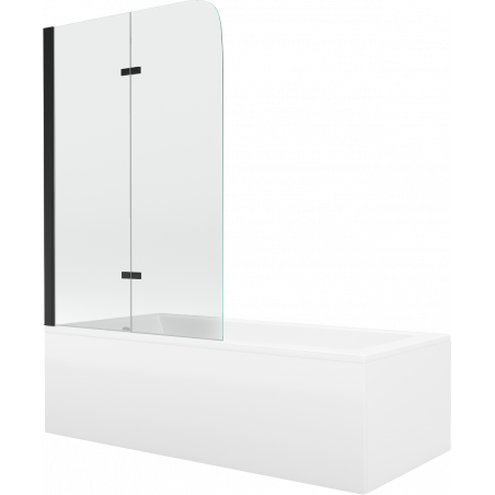 Mexen Cubik obdĺžniková vaňa 150 x 70 cm s obložením a dvojkrídlovým závesom 80 cm, transparentná, čierna - 550315070X900802700?