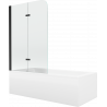 Mexen Cubik obdĺžniková vaňa 150 x 70 cm s krytom a 2-krídlovým zástenou 80 cm, transparentná, čierna - 550315070X9008027000