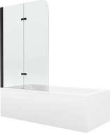 Mexen Cubik obdĺžniková vaňa 150 x 70 cm s krytom a 2-krídlovým zástenou 80 cm, transparentná, čierna - 550315070X9008027000