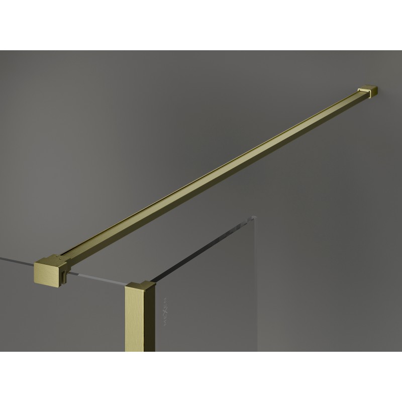 Mexen Kioto sprchová stena Walk-in 130 x 40 cm, čierny rám, zlatý kartáčovaný - 800-130-212-55-70-040