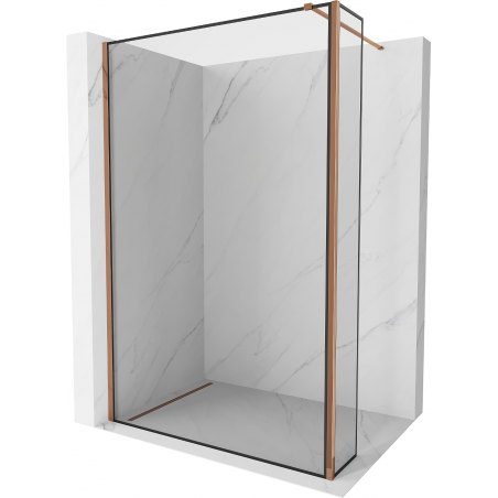 Mexen Kioto sprchový panel Walk-in 110 x 40 cm, čierny vzor, ružové zlato - 800-110-212-60-70-040