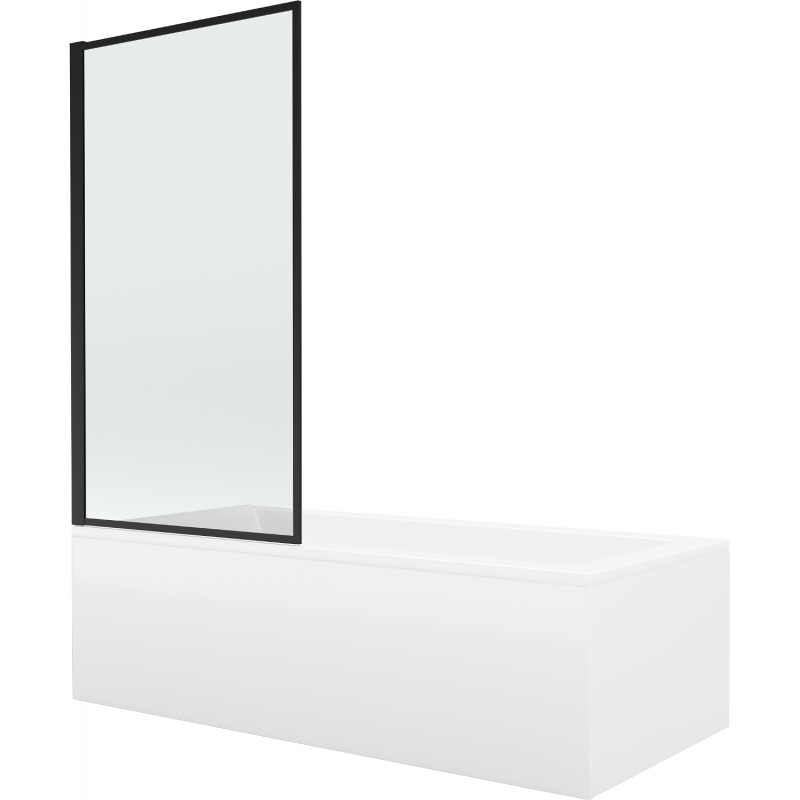 Mexen Cubik obdĺžniková vaňa 150 x 70 cm s krytom a 1-krídlovým zástenou 70 cm, čierny vzor fix - 550315070X9307007070