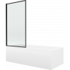 Mexen Cubik obdĺžniková vaňa 150 x 70 cm s krytom a 1-krídlovým zástenou 70 cm, čierny vzor fix - 550315070X9307007070