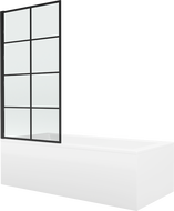 Mexen Cubik obdĺžniková vaňa 150 x 70 cm s obkladom a 1-krídlovou sprchovou zástenou 70 cm, čierny vzor - 550315070X9307007077