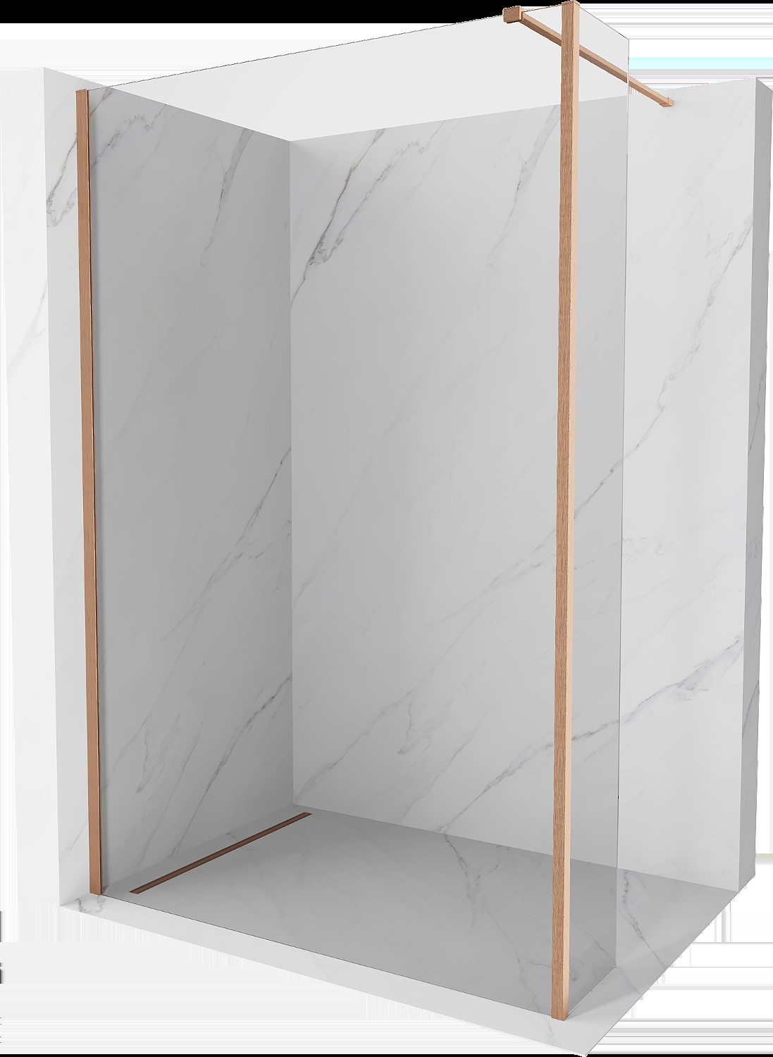 Mexen Kioto zástena sprchová Walk-in 105 x 40 cm, transparentná, brúsená meď - 800-105-212-65-00-040