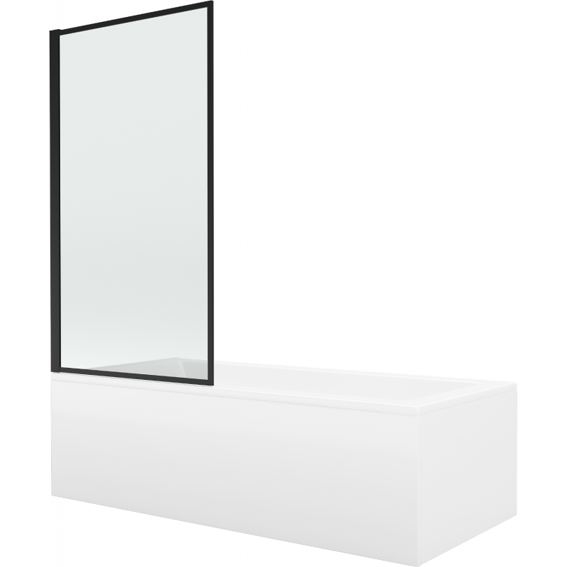 Mexen Cubik obdĺžniková vaňa 150 x 70 cm s krytom a 1-krídlovou zástenou 70 cm, čierny vzor - 550315070X9307017070