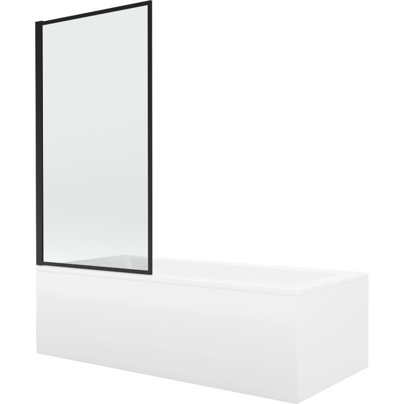 Mexen Cubik obdĺžniková vaňa 150 x 70 cm s panelom a 1-krídlovým zástenou 70 cm, čierny vzor - 550315070X9307017070
