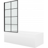 Mexen Cubik obdĺžniková vaňa 150 x 70 cm s krytom a jednokrídlovým paravánom 70 cm, čierny vzor - 550315070X9307017077