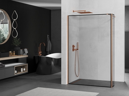 Mexen Kioto sprchová stěna Walk-in 120 x 30 cm, černý vzor, kartáčovaná měď - 800-120-212-65-70-030