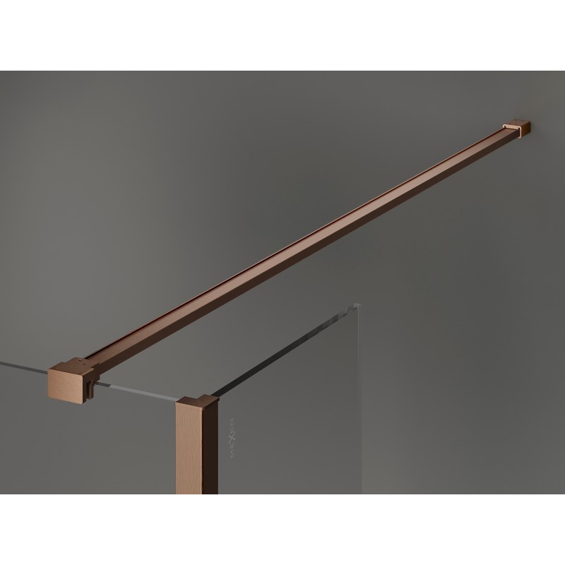 Mexen Kioto sprchová stena Walk-in 160 x 40 cm, čierny rám, brúsená meď - 800-160-212-65-70-040