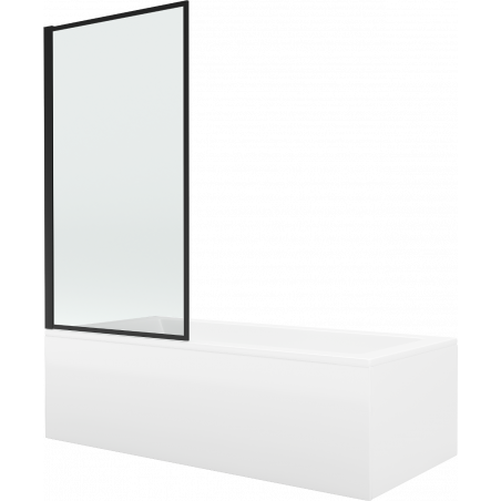 Mexen Cubik obdĺžniková vaňa 150 x 70 cm s obložením a 1-krídlovým zástením 80 cm, čierny vzor fix