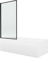 Mexen Cubik obdĺžniková vaňa 150 x 70 cm s obkladom a jednokrídlovou zástenou 80 cm, čierny vzor fix - 550315070X9308007070