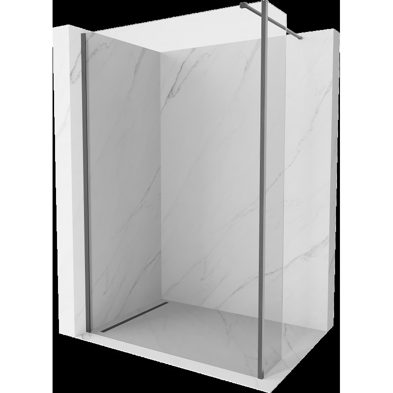 Mexen Kioto sprchová priečka Walk-in 140 x 40 cm, priehľadná, šedá s brúseným povrchom - 800-140-212-66-00-040