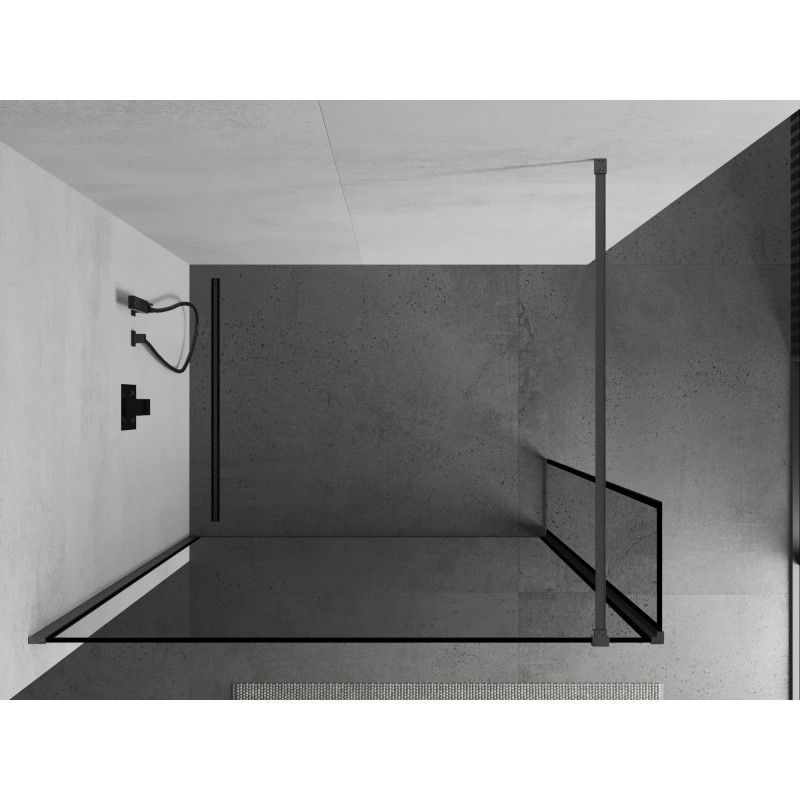 Mexen Kioto sprchová zástena Walk-in 160 x 30 cm, čierny rám, kartáčovaná gun gray - 800-160-212-66-70-030