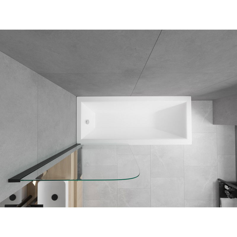 Mexen Cubik obdĺžniková vaňa 160 x 70 cm s obložením a 1-krídlovou zástenou 70 cm, transparentná, čierna