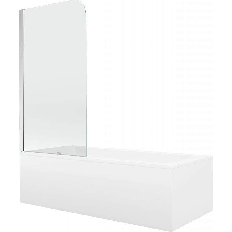 Mexen Cubik obdĺžniková vaňa 160 x 70 cm s krytom a jednokrídlovými dverami 75 cm, transparentné, chróm - 550316070X9007510100