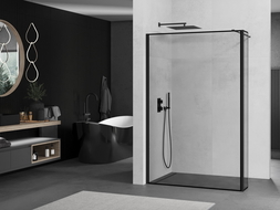 Mexen Kioto sprchová stena Walk-in 130 x 30 cm, čierny vzor, čierna - 800-130-212-70-70-030