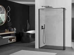 Mexen Kioto sprchová zástena Walk-in 100 x 40 cm, čierny vzor, čierna - 800-100-212-70-70-040
