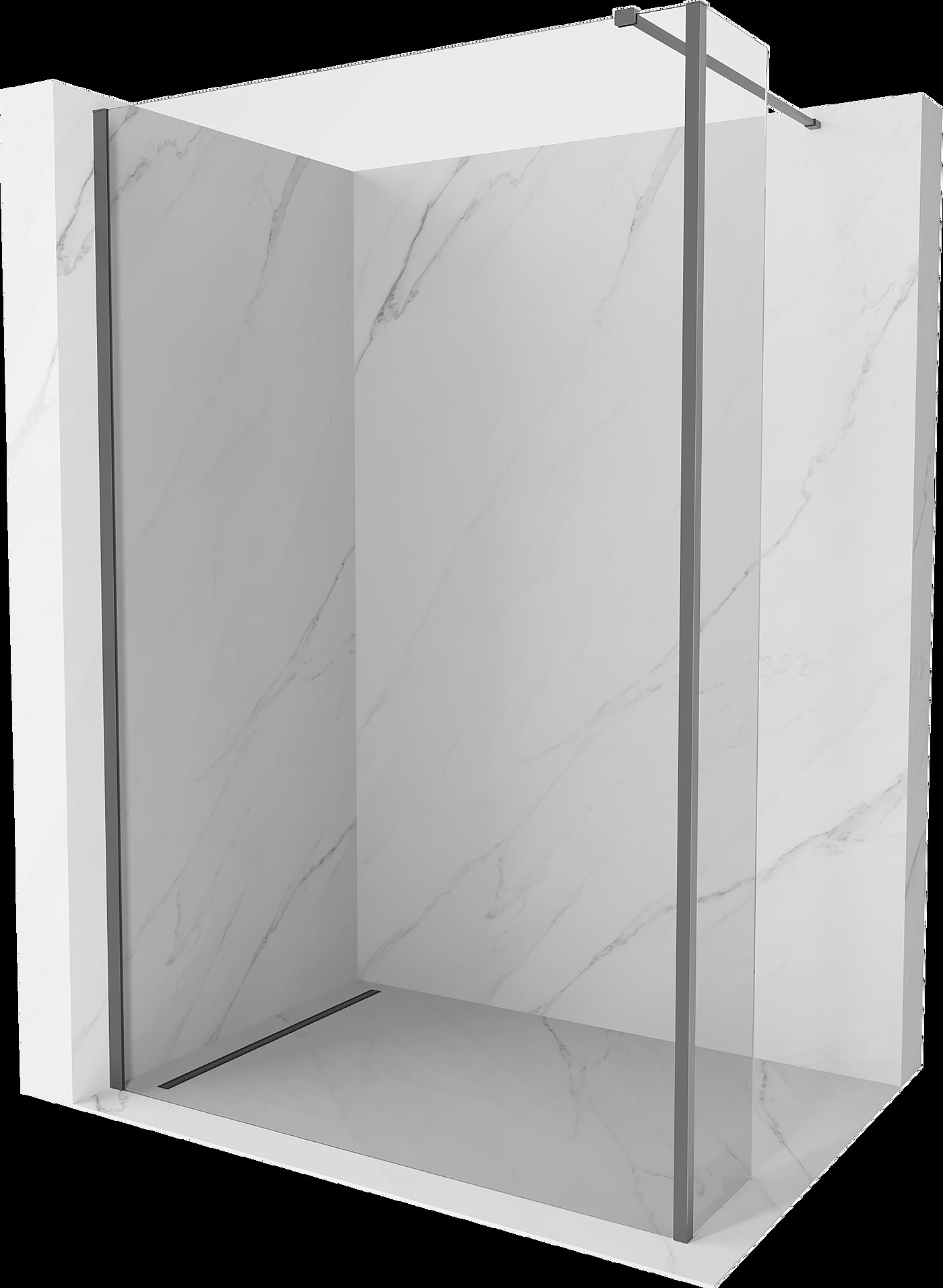 Mexen Kioto sprchová stena Walk-in 95 x 30 cm, transparentná, gun metal - 800-095-212-95-00-030