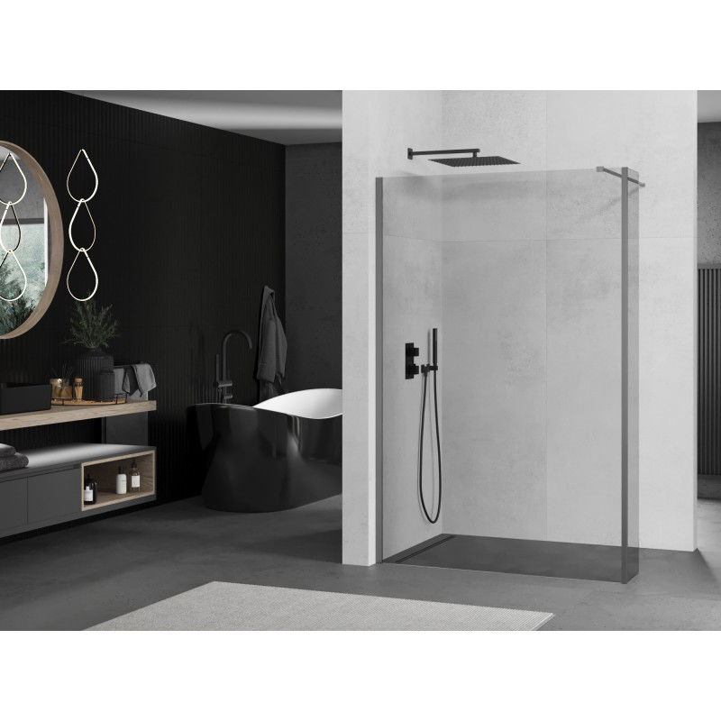 Mexen Kioto sprchová stena Walk-in 155 x 40 cm, transparentná, gun metal - 800-155-212-95-00-040