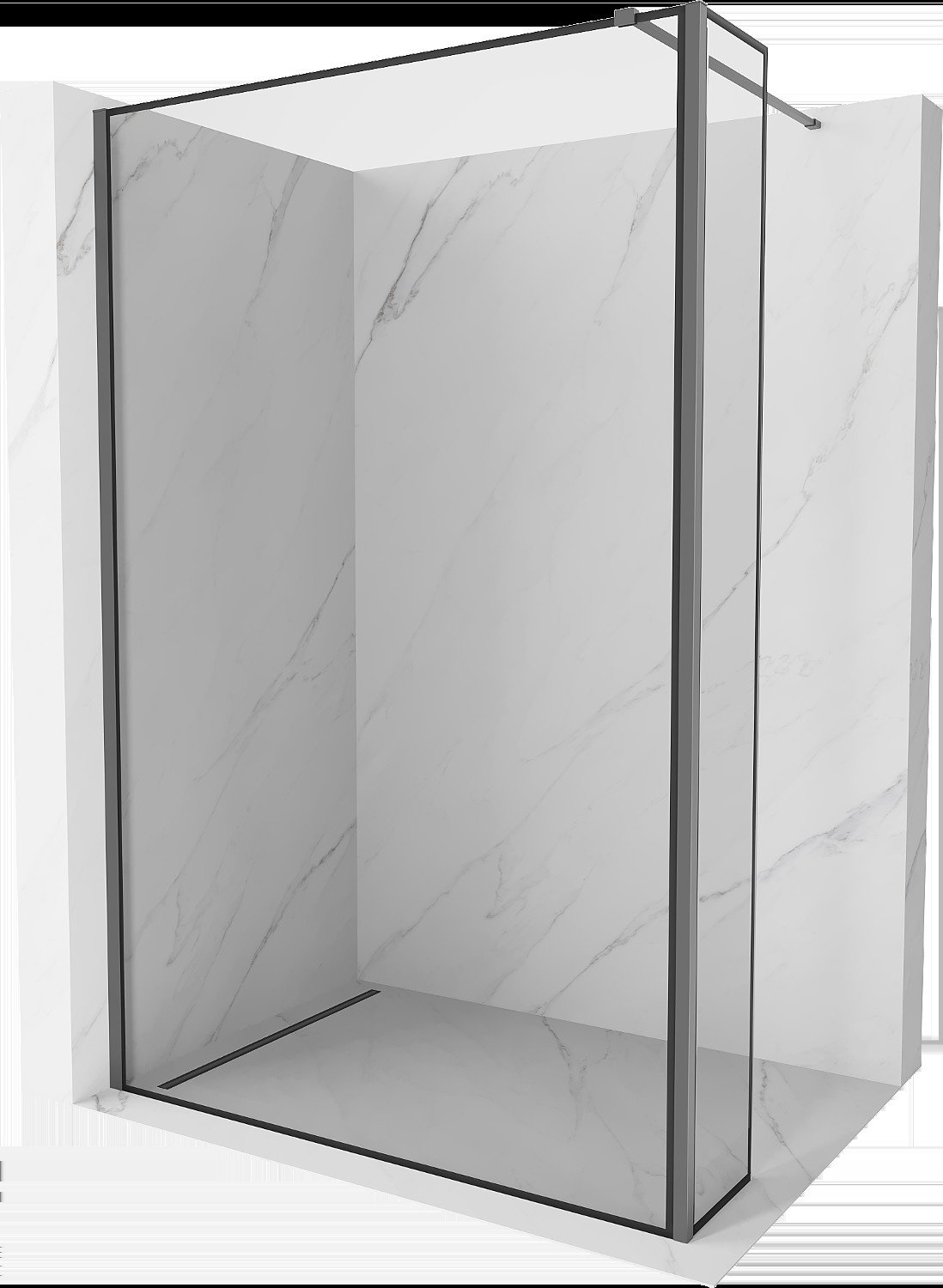 Mexen Kioto sprchová stěna Walk-in 90 x 30 cm, černý vzor, gun metal - 800-090-212-95-70-030