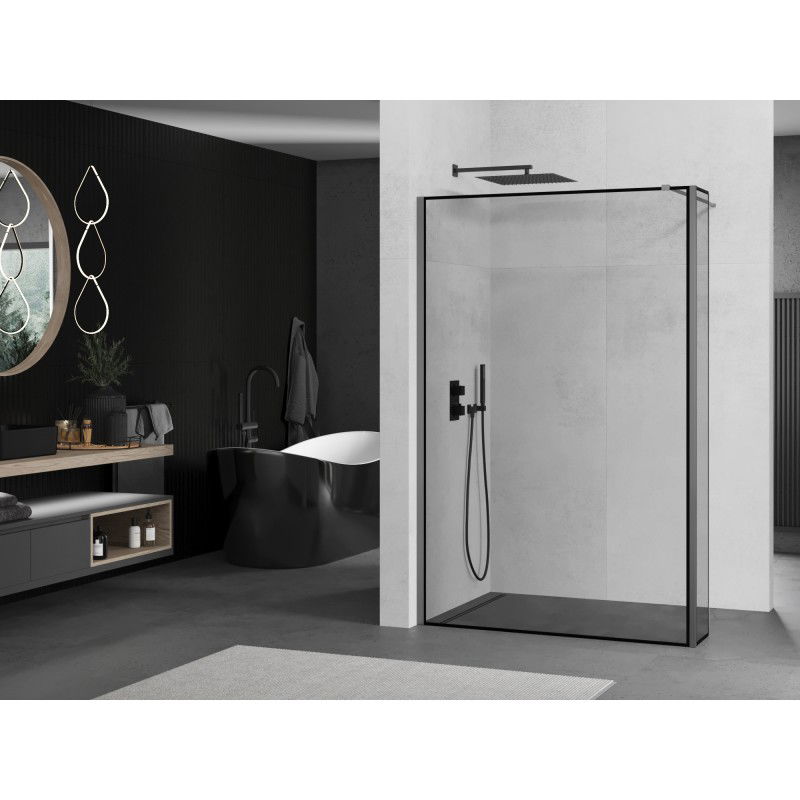 Mexen Kioto sprchová stena Walk-in 160 x 40 cm, čierny rám, gun metal - 800-160-212-95-70-040
