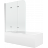 Mexen Cubik obdĺžniková vaňa 160 x 70 cm s obkladom a 3-krídlovým paravánom 120 cm, transparentná, chróm