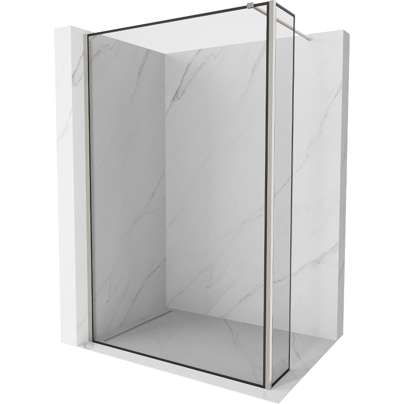 Mexen Kioto sprchová stena Walk-in 130 x 40 cm, čierny vzor, brúsený nikel - 800-130-212-97-70-040