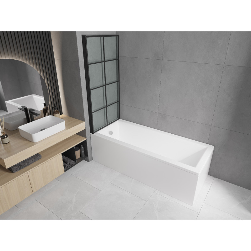 Mexen Cubik obdĺžniková vaňa 160 x 70 cm s plášťom a 1-krídlovou zástenou 80 cm, čierny vzor - 550316070X9308017077