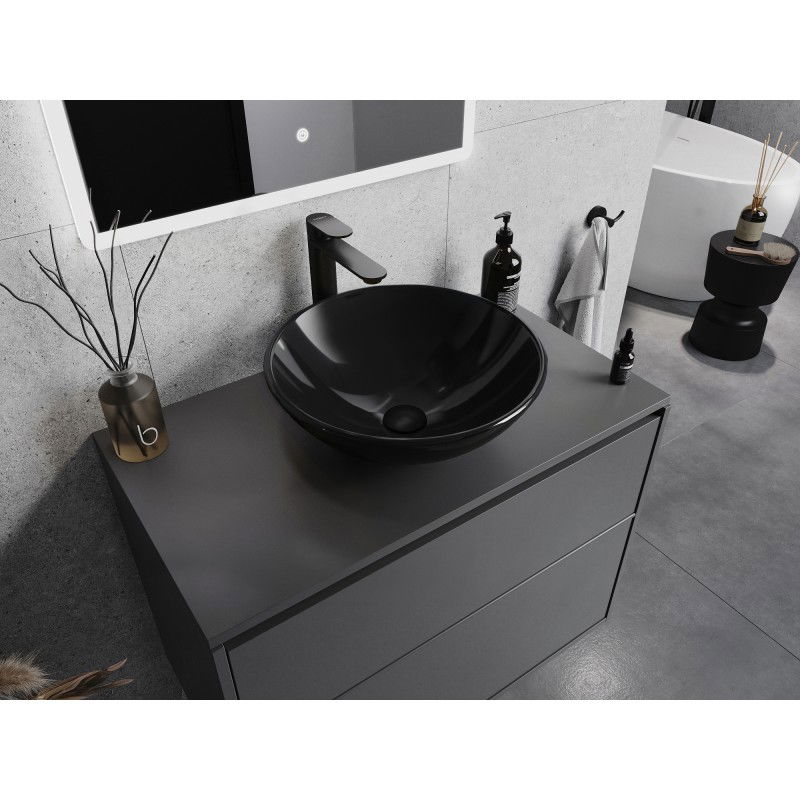 Mexen Mira sklenené umývadlo na dosku 42 x 42 cm, čierne - 24124270