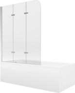 Mexen Cubik obdĺžniková vaňa 170 x 70 cm s obložením a 3-krídlovou zástenou 120 cm, transparentná, chrómová