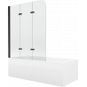 Mexen Cubik obdĺžniková vaňa 170 x 70 cm s krytom a 3-krídlovým zástenou 120 cm, transparentná, čierna - 550317070X9012037000