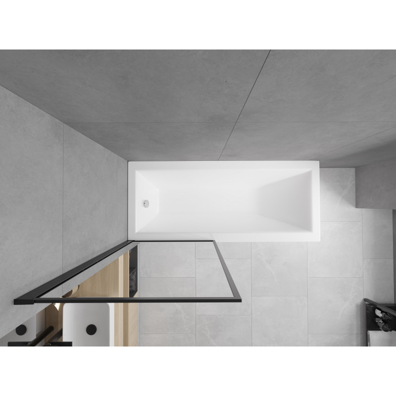 Mexen Cubik obdĺžniková vaňa 170 x 70 cm s panelom a 1-krídlovým zástenou 70 cm, čierny vzor fix - 550317070X9307007070