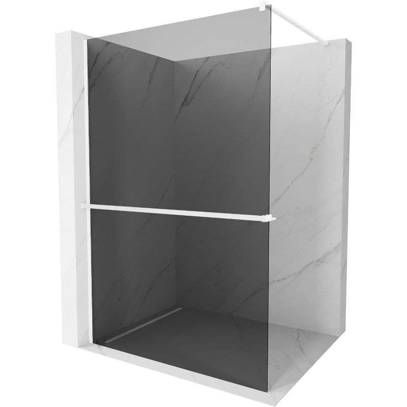 Mexen Kioto+ sprchová stena s poličkou Walk-in 90 x 200 cm, grafitová, biela - 800-090-121-20-40