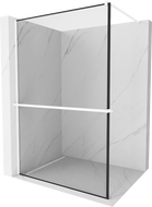 Mexen Kioto+ sprchový panel so stojanom Walk-in 110 x 200 cm, čierny vzor, biely - 800-110-121-20-70