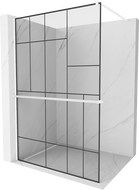 Mexen Kioto+ sprchová stena s poličkou Walk-in 70 x 200 cm, čierny vzor, biela - 800-070-121-20-78