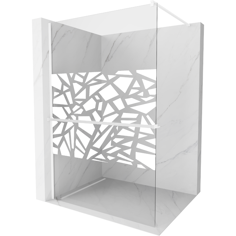 Mexen Kioto+ sprchová stena s policou Walk-in 70 x 200 cm, biely vzor, biela - 800-070-121-20-85