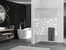 Mexen Kioto+ sprchová zástena s poličkou Walk-in 80 x 200 cm, biely vzor, biela - 800-080-121-20-85