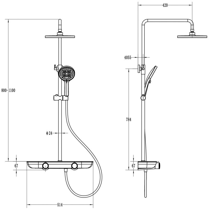 Mexen Axis nadomietková sprchová sada s dažďovou hlavicou a batériou, zlatá/čierna - 78112-75