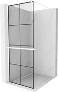 Mexen Kioto+ sprchová stena s poličkou Walk-in 70 x 200 cm, čierny vzor, biely - 800-070-121-20-77