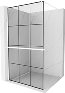Mexen Kioto+ sprchová stěna s policí Walk-in 100 x 200 cm, černý vzor, bílá - 800-100-121-20-77