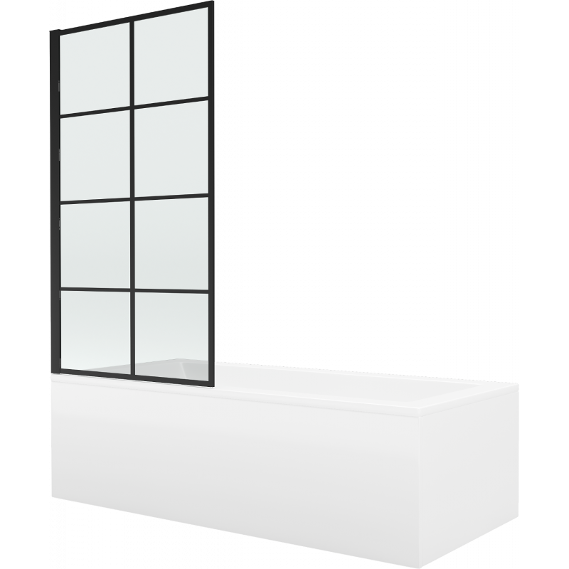 Mexen Cubik obdĺžniková vaňa 170 x 70 cm s obložením a 1-krídlovým paravánom 80 cm, čierny vzor - 550317070X9308017077