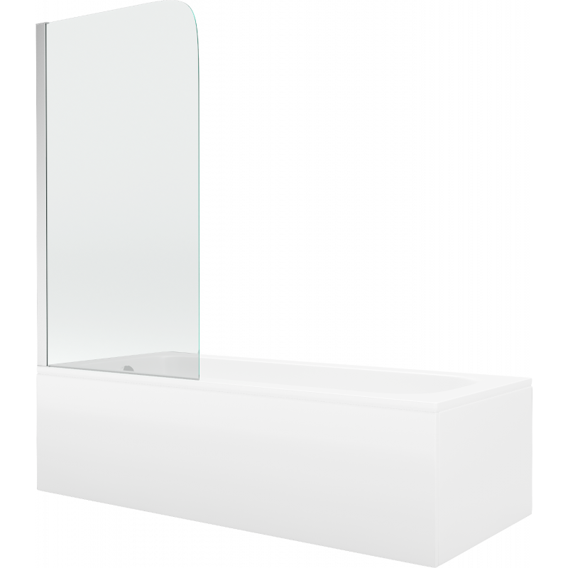 Mexen Vega obdĺžniková vaňa 150 x 70 cm s panelom a jednokrídlovou zástenou 70 cm, transparentná, chróm - 550115070X9007010100