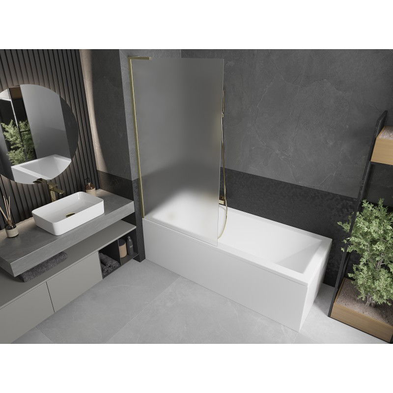 Mexen Next L vaňová zástena 1-krídlová 90 x 150 cm, štrukturálny, zlatý brúsený - 895-090-000-03-30-55