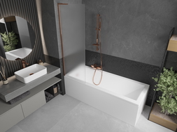 Mexen Next L vaničková zástena 1-krídlová 60 x 150 cm, matné sklo, ružové zlato - 895-060-000-03-30-60